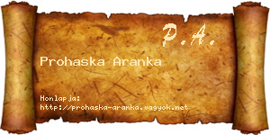 Prohaska Aranka névjegykártya